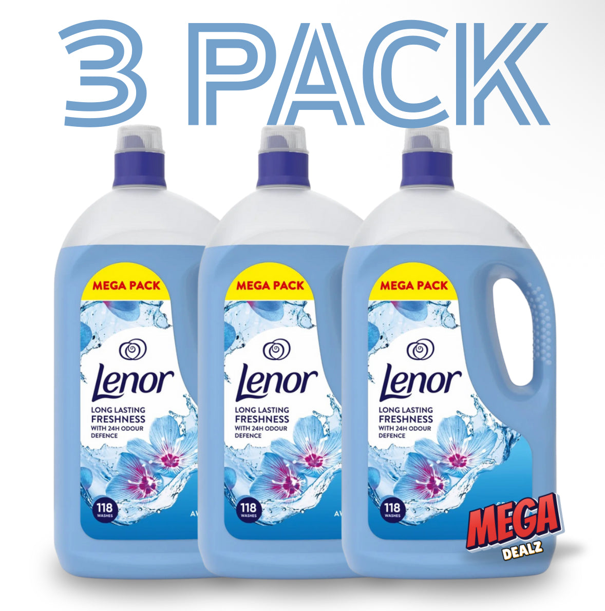 3 Pack Lenor Fabric Conditioner Spring Awakening 118 Washes Total 354 Washes 3.92L Each