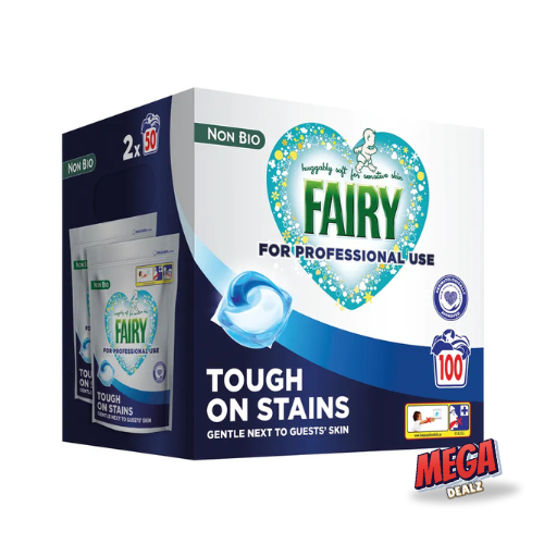 Fairy Non-Bio Professional Washing Pods, Liquid Capsules - Gently Clean Clothes & Care for Sensitive Children's and Family Skin, Bulk Buy, 50 Capsules (Pack of 2)