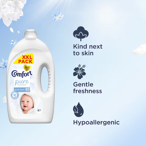 3 Pack Of Comfort Pure Sensitive Gently Fresh Fabric Conditioner 100 Washes 3000ML Each