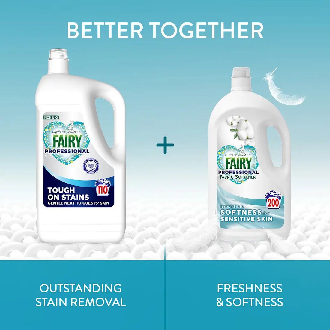 2 Pack Fairy Non-Bio Professional Laundry Bundle | Detergent + Fabric Conditioner | Tough on Stains, Gentle on Skin | Mega Bundle