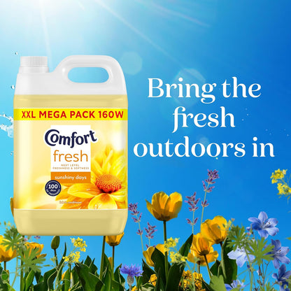 2 pack Comfort Fresh Sunshiny Days Fabric Conditioner Softener with Motion-Activated Fragrance Technology 100 Days of Freshness 2x 160 washes (4.8 L Each)