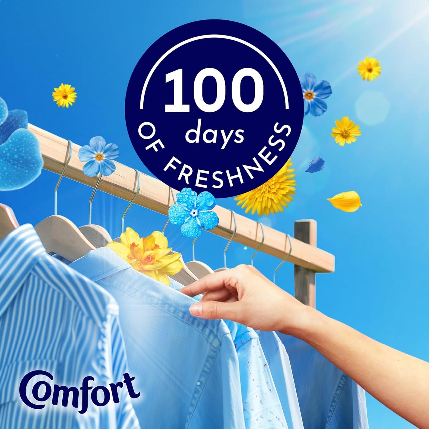 2 pack Comfort Fresh Sunshiny Days Fabric Conditioner Softener with Motion-Activated Fragrance Technology 100 Days of Freshness 2x 160 washes (4.8 L Each)