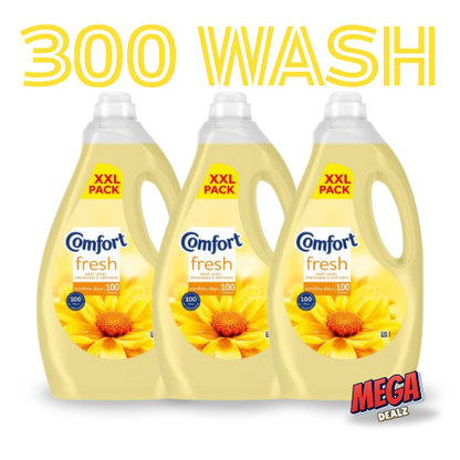 3 x Comfort Fabric Conditioner Sunshiny Days 100 Washes Total 300Wash