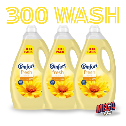 3 x Comfort Fabric Conditioner Sunshiny Days 100 Washes Total 300Wash