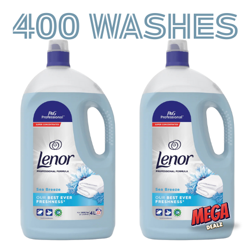 Lenor Professional Fabric Conditioner Sea Breeze 400 Washes 2x4L mega pack