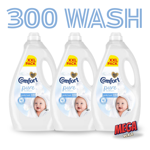 3 Pack Of Comfort Pure Sensitive Gently Fresh Fabric Conditioner 100 Washes 3000ML Each