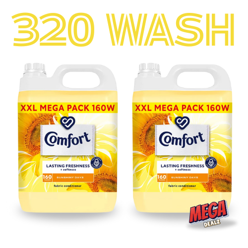 2 pack Comfort Fresh Sunshiny Days Fabric Conditioner Softener with Motion-Activated Fragrance Technology 100 Days of Freshness 2x 160 washes (4.8 L Each)