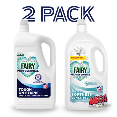 2 Pack Fairy Non-Bio Professional Laundry Bundle | Detergent + Fabric Conditioner | Tough on Stains, Gentle on Skin | Mega Bundle