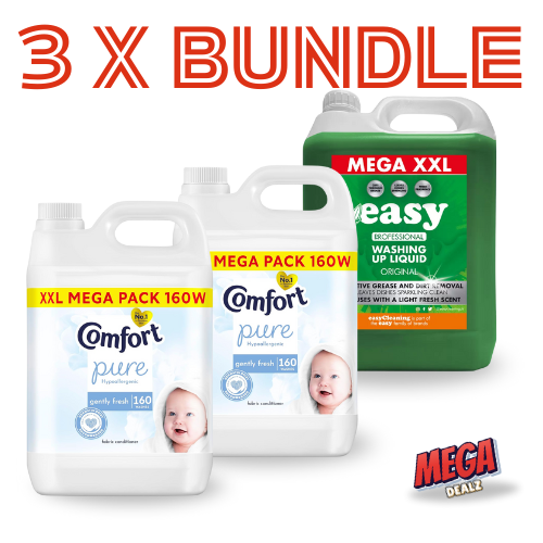Soft & Fresh Everyday Essentials Mega Bundle 3x – Comfort Pure 160 Wash, Comfort Sunshiny Days 160 Wash, Easy Washing Up 5L