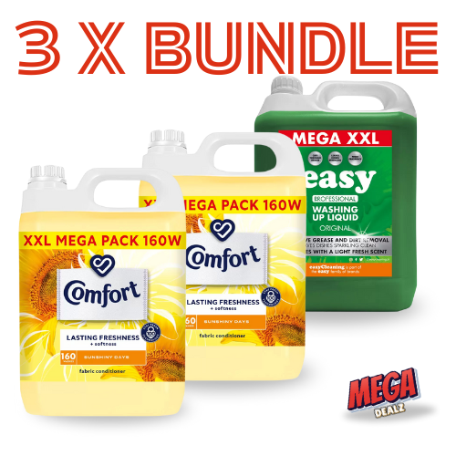 Soft & Fresh Everyday Essentials Mega Bundle 3x – Comfort Pure 160 Wash, Comfort Sunshiny Days 160 Wash, Easy Washing Up 5L