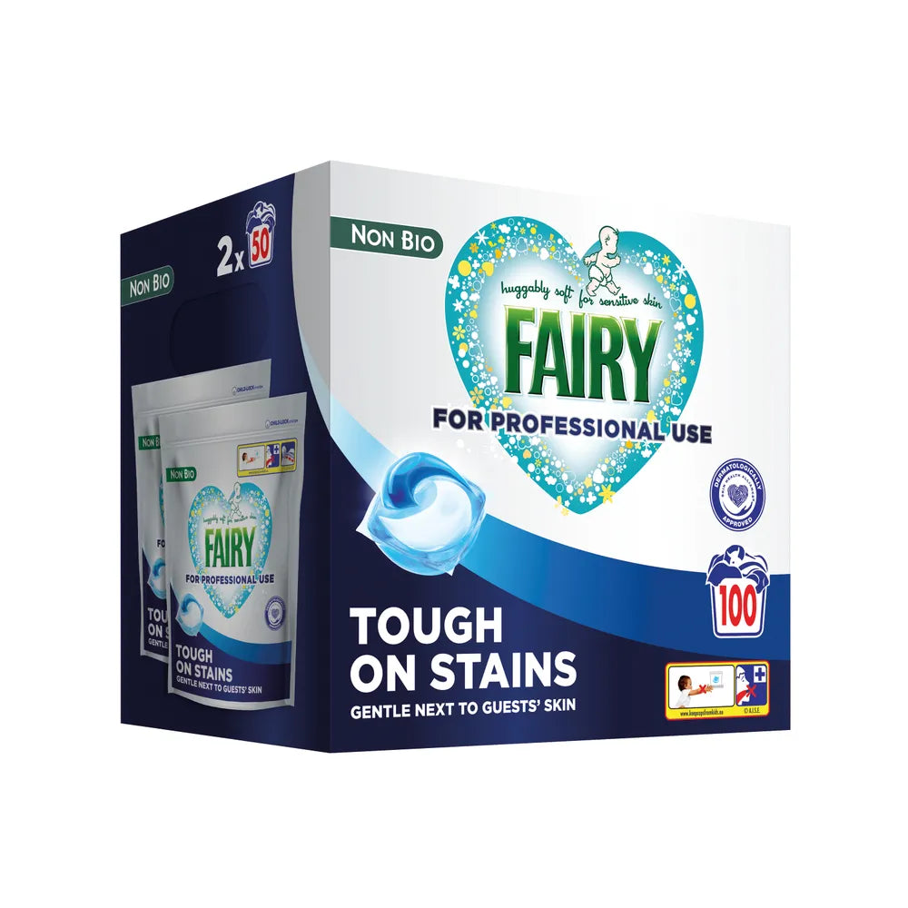 Fairy Non-Bio Professional Washing Pods, Liquid Capsules - Gently Clean Clothes & Care for Sensitive Children's and Family Skin, Bulk Buy, 50 Capsules (Pack of 2)