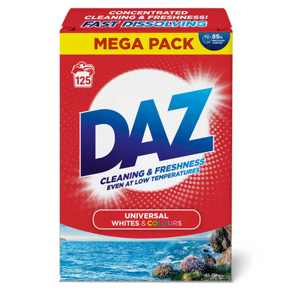 Daz Washing Powder 125 Washes – Family Pack Laundry Detergent for Brilliant Whites & Powerful Stain Removal – Long Lasting, Fresh Scent. 6.25kg